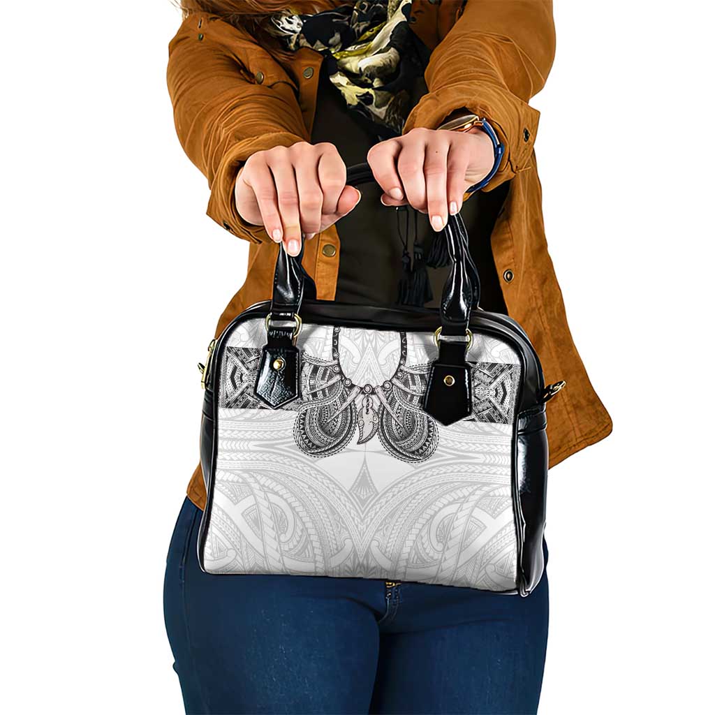 Samoan Traditional Art Tattoos Shoulder Handbag Tatau Tribal Motifs with Ula Nifo White - Polynesian Pride