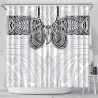 Samoan Traditional Art Tattoos Shower Curtain Tatau Tribal Motifs with Ula Nifo White LT03 - Polynesian Pride