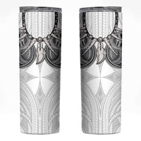 Samoan Traditional Art Tattoos Skinny Tumbler Tatau Tribal Motifs with Ula Nifo White LT03 White - Polynesian Pride