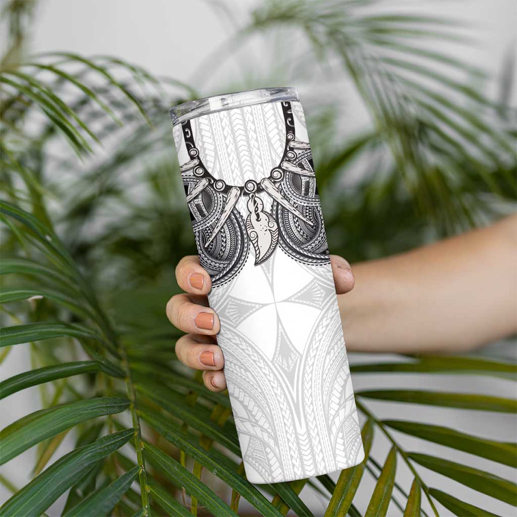Samoan Traditional Art Tattoos Skinny Tumbler Tatau Tribal Motifs with Ula Nifo White LT03 - Polynesian Pride