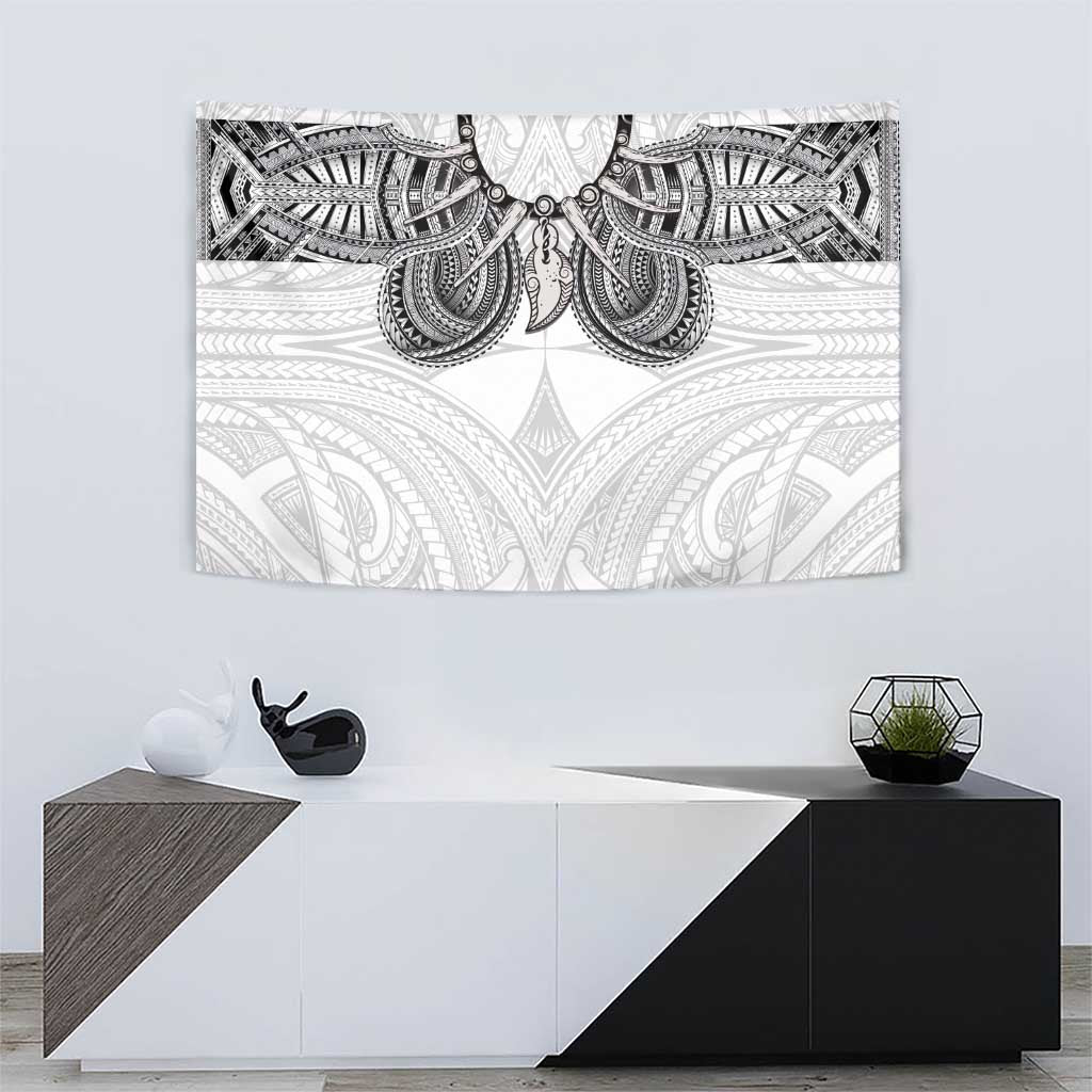 Samoan Traditional Art Tattoos Tapestry Tatau Tribal Motifs with Ula Nifo White - Polynesian Pride