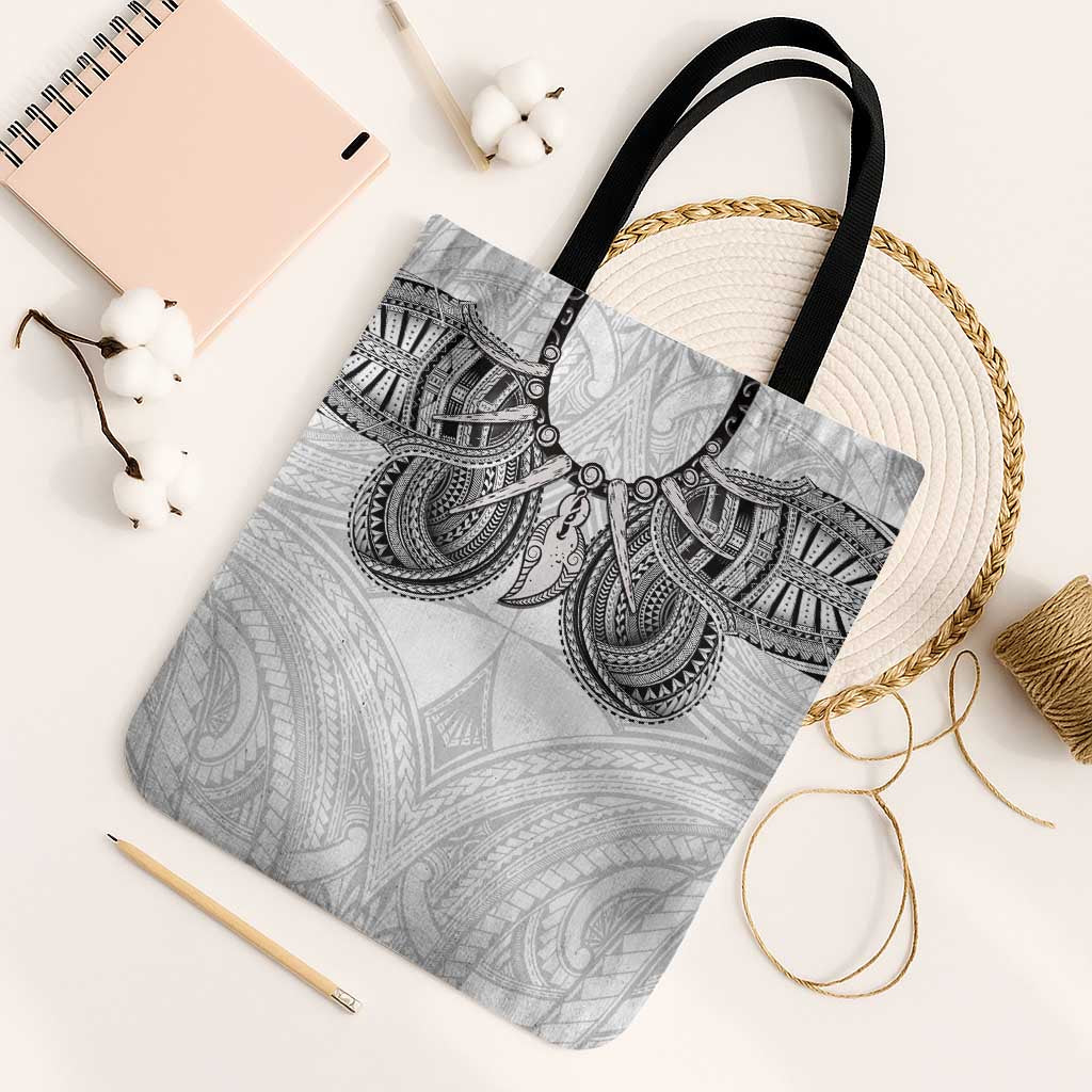 Samoan Traditional Art Tattoos Tote Bag Tatau Tribal Motifs with Ula Nifo White - Polynesian Pride