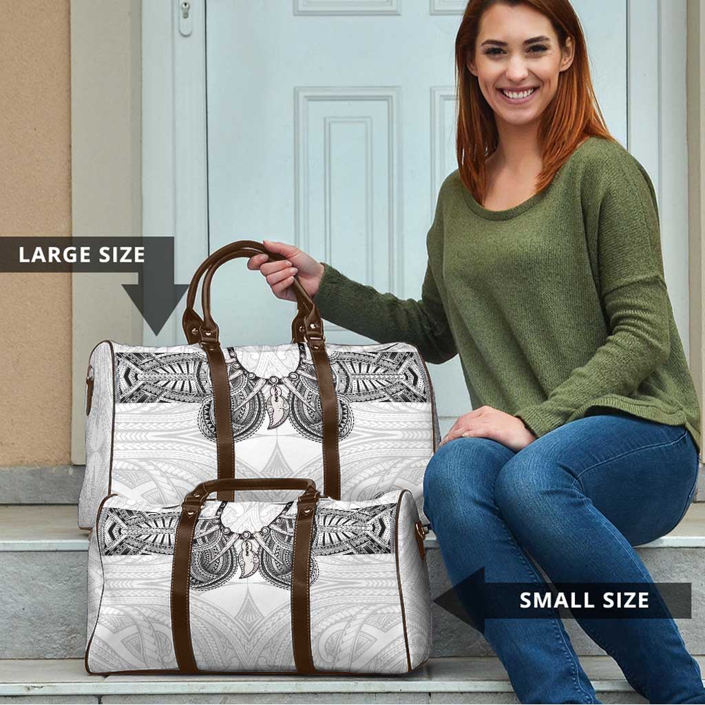 Samoan Traditional Art Tattoos Travel Bag Tatau Tribal Motifs with Ula Nifo White - Polynesian Pride