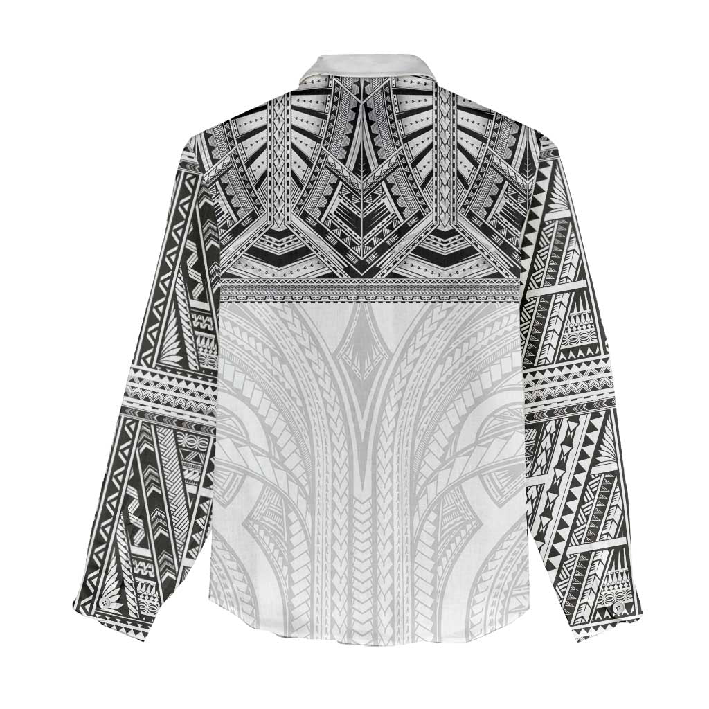 Samoan Traditional Art Tattoos Women Casual Shirt Tatau Tribal Motifs with Ula Nifo White LT03 - Polynesian Pride