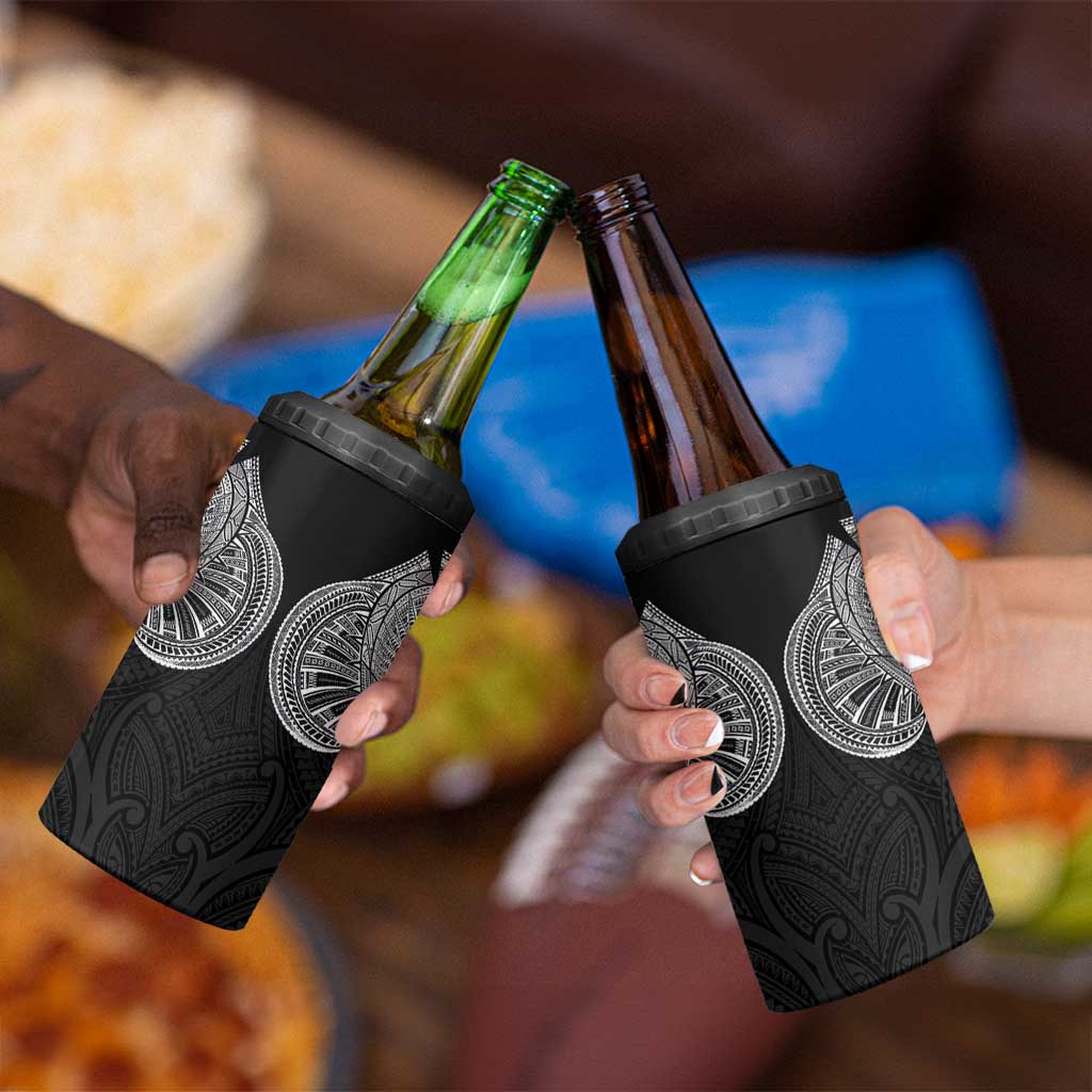 Samoan Traditional Art Tattoos 4 in 1 Can Cooler Tumbler Tatau Roman Reigns Black Color LT03 - Polynesian Pride