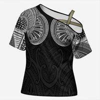 Samoan Traditional Art Tattoos Cross Shoulder Shirt Tatau Roman Reigns Black Color - Polynesian Pride