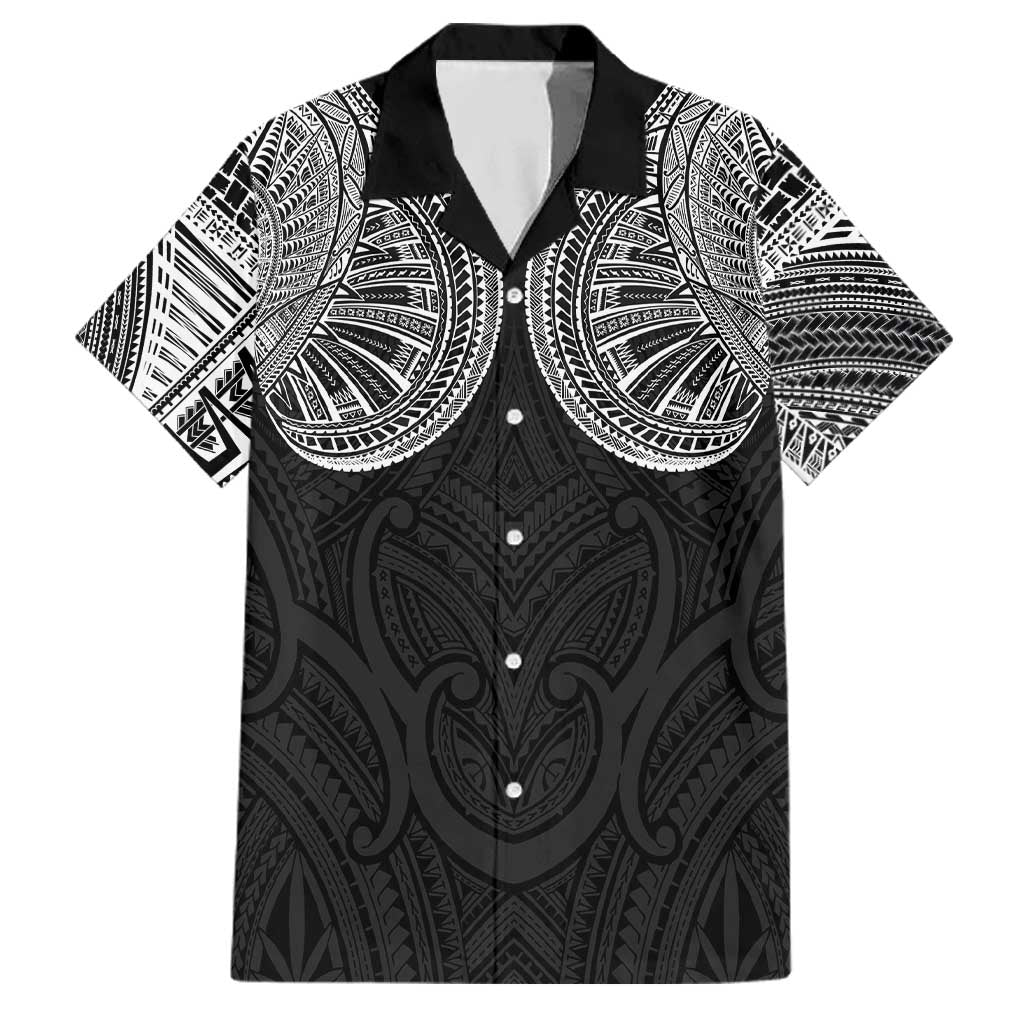 Samoan Traditional Art Tattoos Family Matching Off Shoulder Maxi Dress and Hawaiian Shirt Tatau Roman Reigns Black Color LT03 Dad's Shirt - Short Sleeve Black - Polynesian Pride