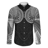 Samoan Traditional Art Tattoos Family Matching Off Shoulder Maxi Dress and Hawaiian Shirt Tatau Roman Reigns Black Color LT03 Dad's Shirt - Long Sleeve Black - Polynesian Pride