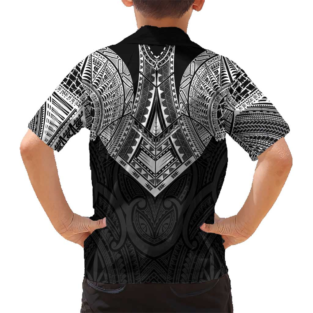 Samoan Traditional Art Tattoos Family Matching Off Shoulder Short Dress and Hawaiian Shirt Tatau Roman Reigns Black Color LT03 - Polynesian Pride
