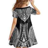Samoan Traditional Art Tattoos Family Matching Off Shoulder Short Dress and Hawaiian Shirt Tatau Roman Reigns Black Color LT03 - Polynesian Pride
