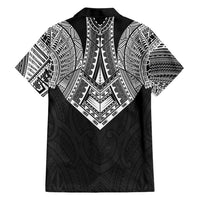 Samoan Traditional Art Tattoos Family Matching Off Shoulder Short Dress and Hawaiian Shirt Tatau Roman Reigns Black Color LT03 - Polynesian Pride