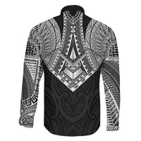 Samoan Traditional Art Tattoos Family Matching Off Shoulder Short Dress and Hawaiian Shirt Tatau Roman Reigns Black Color LT03 - Polynesian Pride