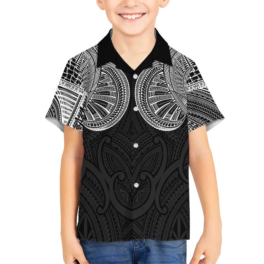 Samoan Traditional Art Tattoos Family Matching Off Shoulder Short Dress and Hawaiian Shirt Tatau Roman Reigns Black Color LT03 Son's Shirt Black - Polynesian Pride