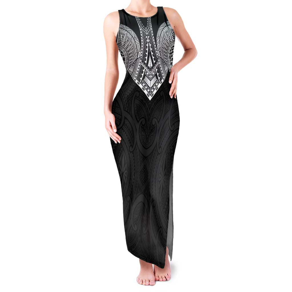 Samoan Traditional Art Tattoos Family Matching Tank Maxi Dress and Hawaiian Shirt Tatau Roman Reigns Black Color LT03 Mom's Dress Black - Polynesian Pride