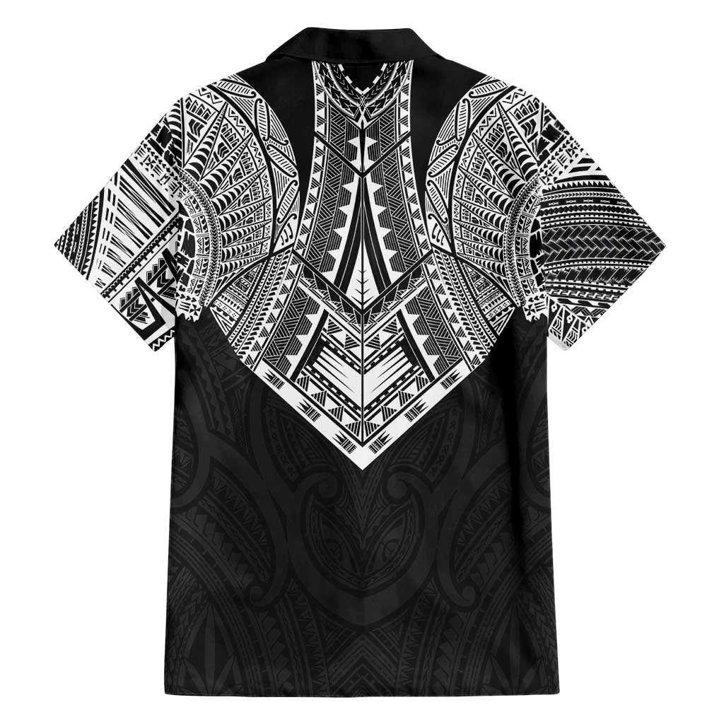 Samoan Traditional Art Tattoos Hawaiian Shirt Tatau Roman Reigns Black Color - Polynesian Pride