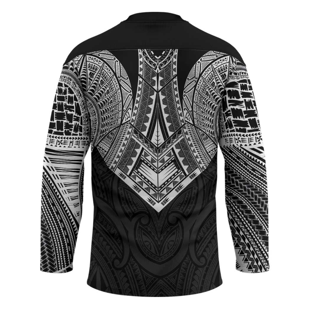 Samoan Traditional Art Tattoos Hockey Jersey Tatau Roman Reigns Black Color - Polynesian Pride