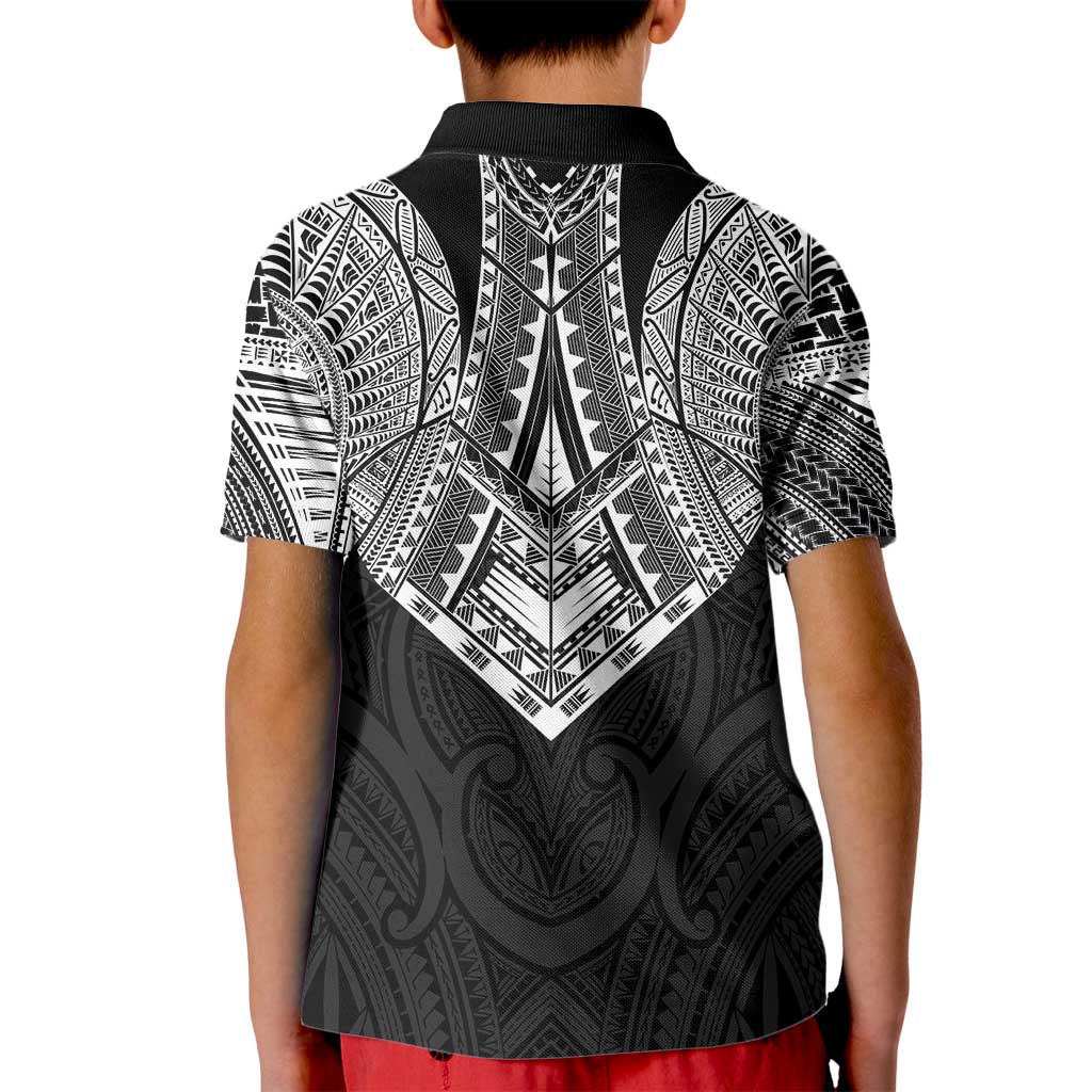 Samoan Traditional Art Tattoos Kid Polo Shirt Tatau Roman Reigns Black Color LT03 - Polynesian Pride