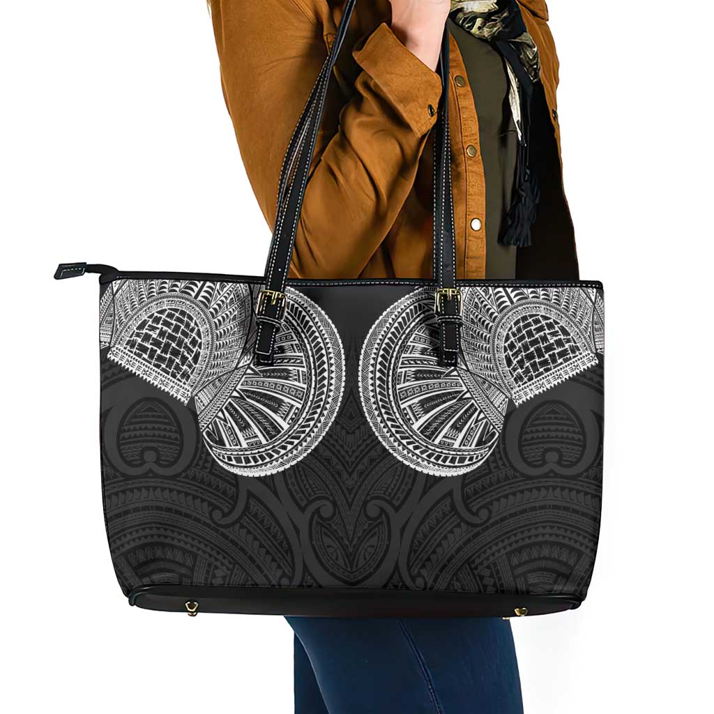Samoan Traditional Art Tattoos Leather Tote Bag Tatau Roman Reigns Black Color - Polynesian Pride