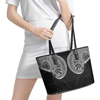 Samoan Traditional Art Tattoos Leather Tote Bag Tatau Roman Reigns Black Color - Polynesian Pride