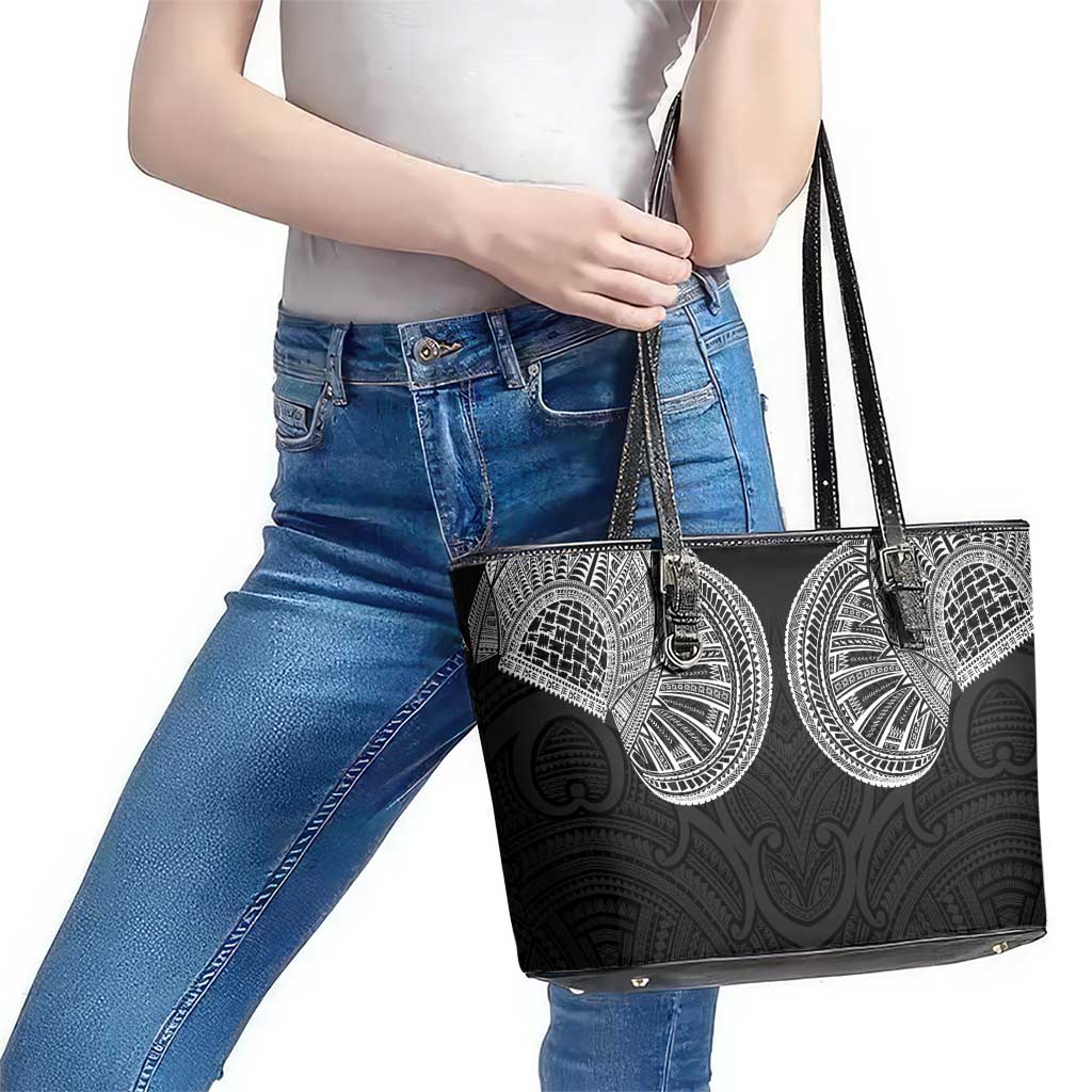 Samoan Traditional Art Tattoos Leather Tote Bag Tatau Roman Reigns Black Color - Polynesian Pride