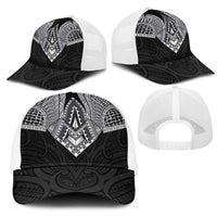 Samoan Traditional Art Tattoos Mesh Trucker Cap Tatau Roman Reigns Black Color - Polynesian Pride