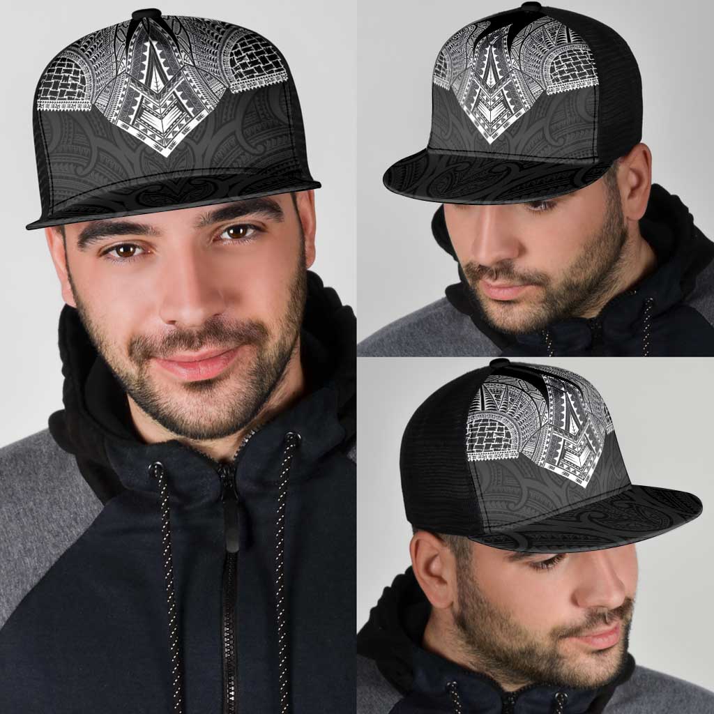 Samoan Traditional Art Tattoos Mesh Trucker Cap Tatau Roman Reigns Black Color - Polynesian Pride