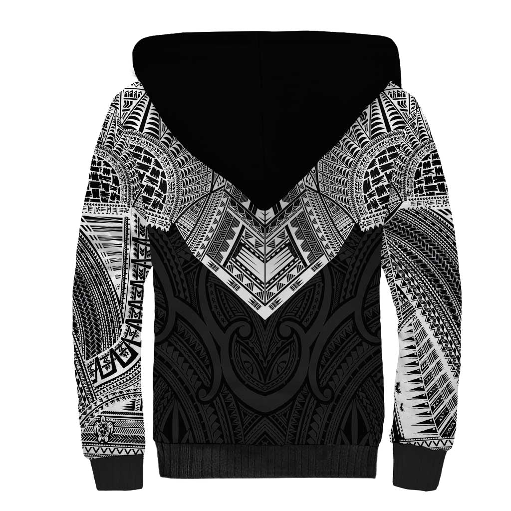 Samoan Traditional Art Tattoos Sherpa Hoodie Tatau Roman Reigns Black Color LT03 - Polynesian Pride