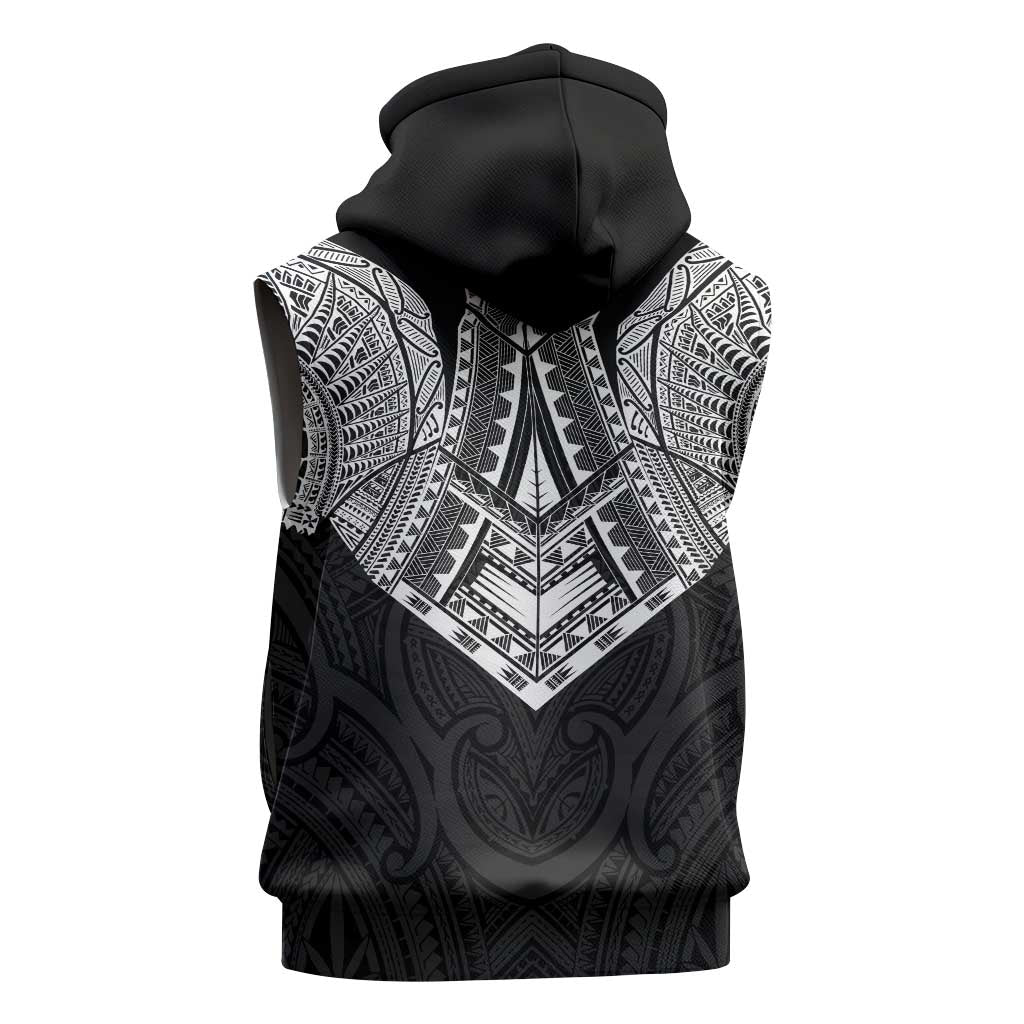 Samoan Traditional Art Tattoos Sleeveless Zip Hoodie Tatau Roman Reigns Black Color LT03 - Polynesian Pride