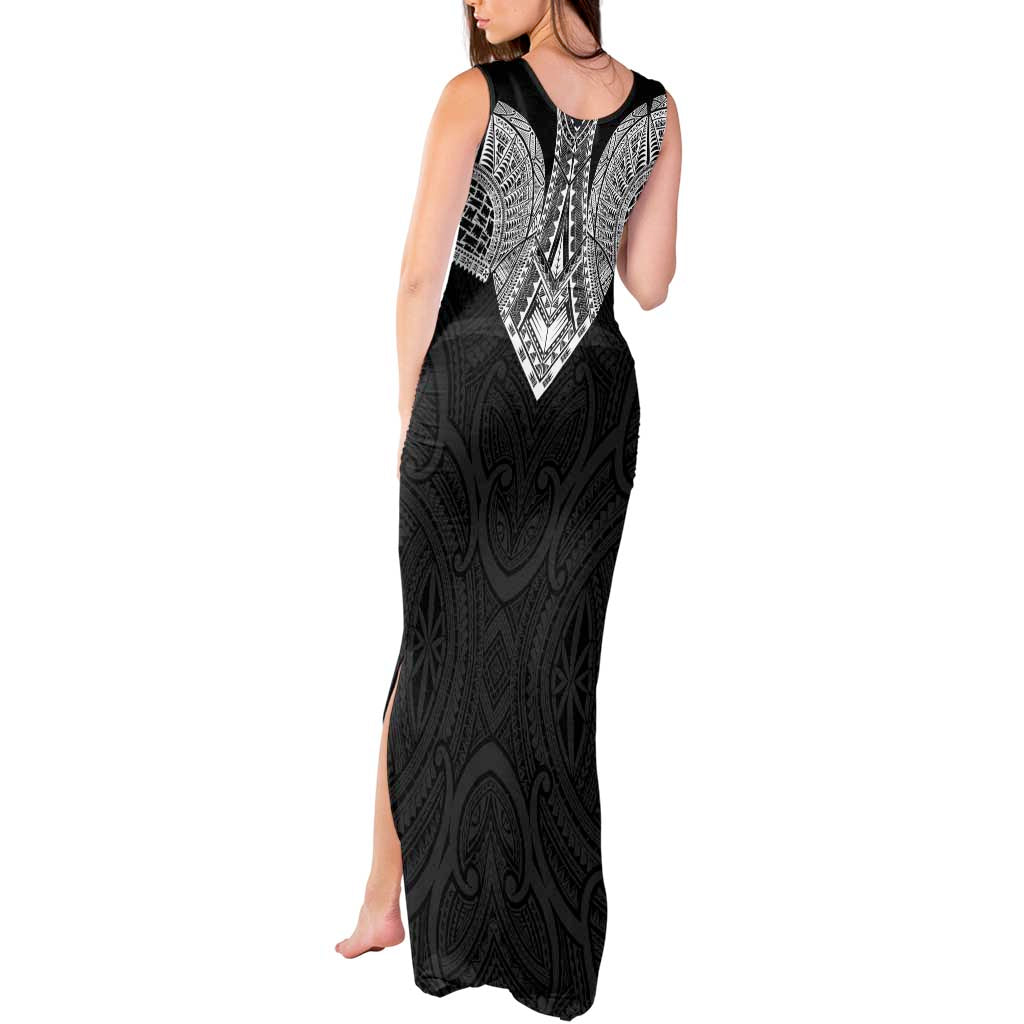 Samoan Traditional Art Tattoos Tank Maxi Dress Tatau Roman Reigns Black Color - Polynesian Pride