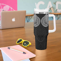 Samoan Traditional Art Tattoos Tumbler With Handle Tatau Roman Reigns Black Color - Polynesian Pride