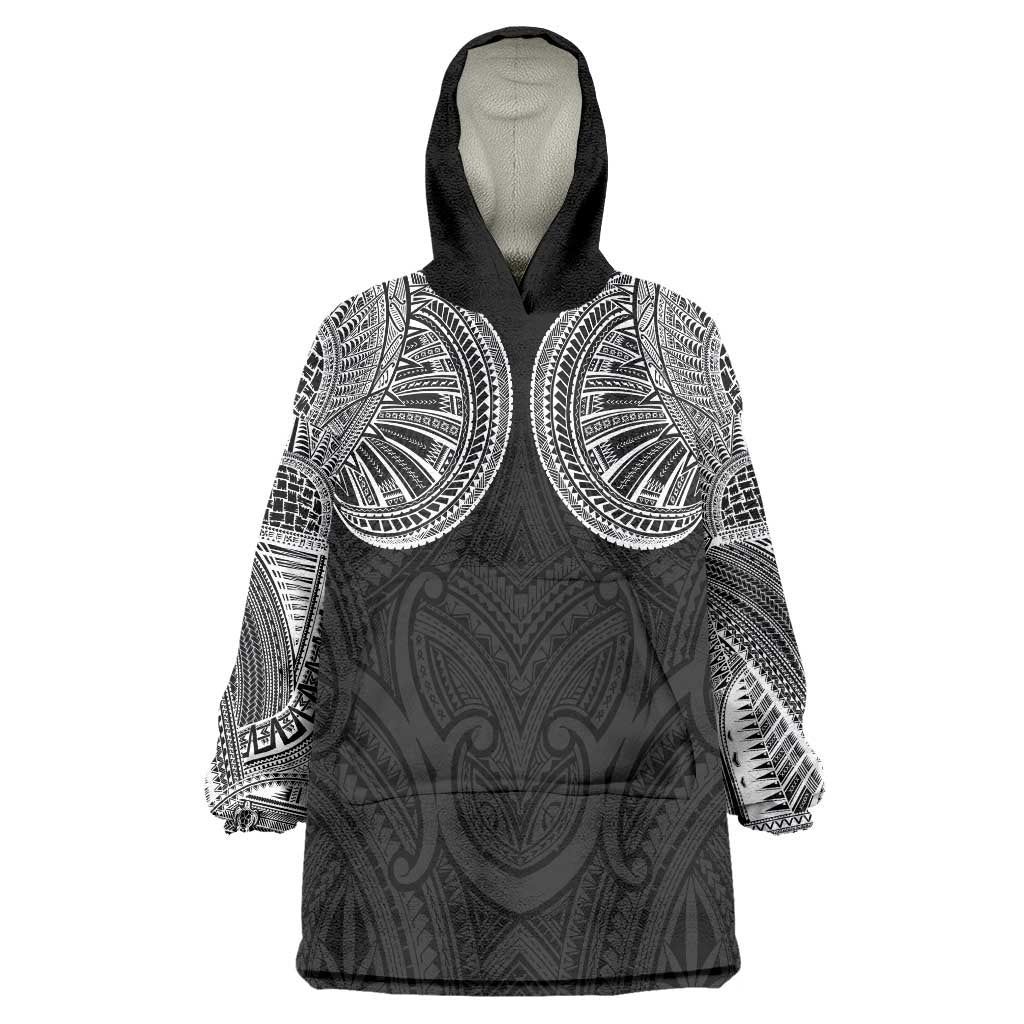 Samoan Traditional Art Tattoos Wearable Blanket Hoodie Tatau Roman Reigns Black Color LT03 One Size Black - Polynesian Pride