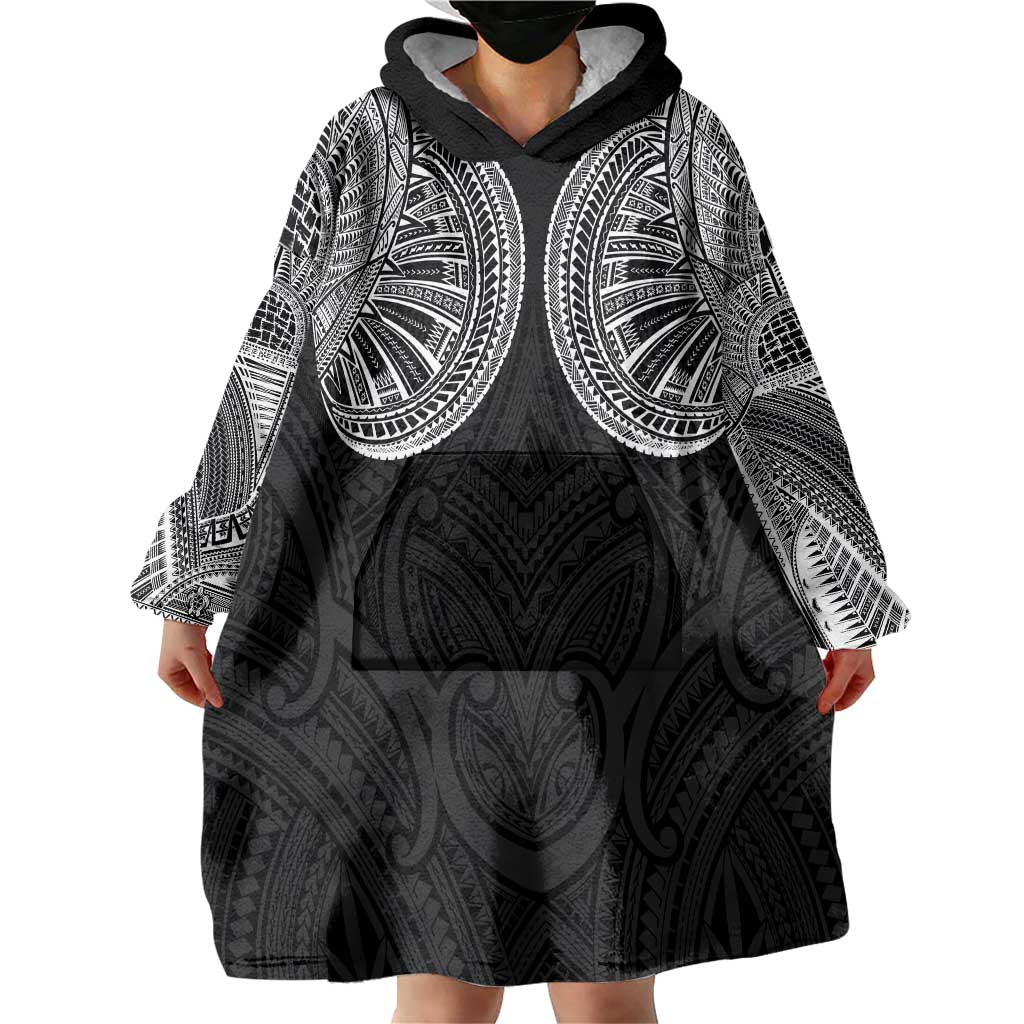 Samoan Traditional Art Tattoos Wearable Blanket Hoodie Tatau Roman Reigns Black Color LT03 - Polynesian Pride