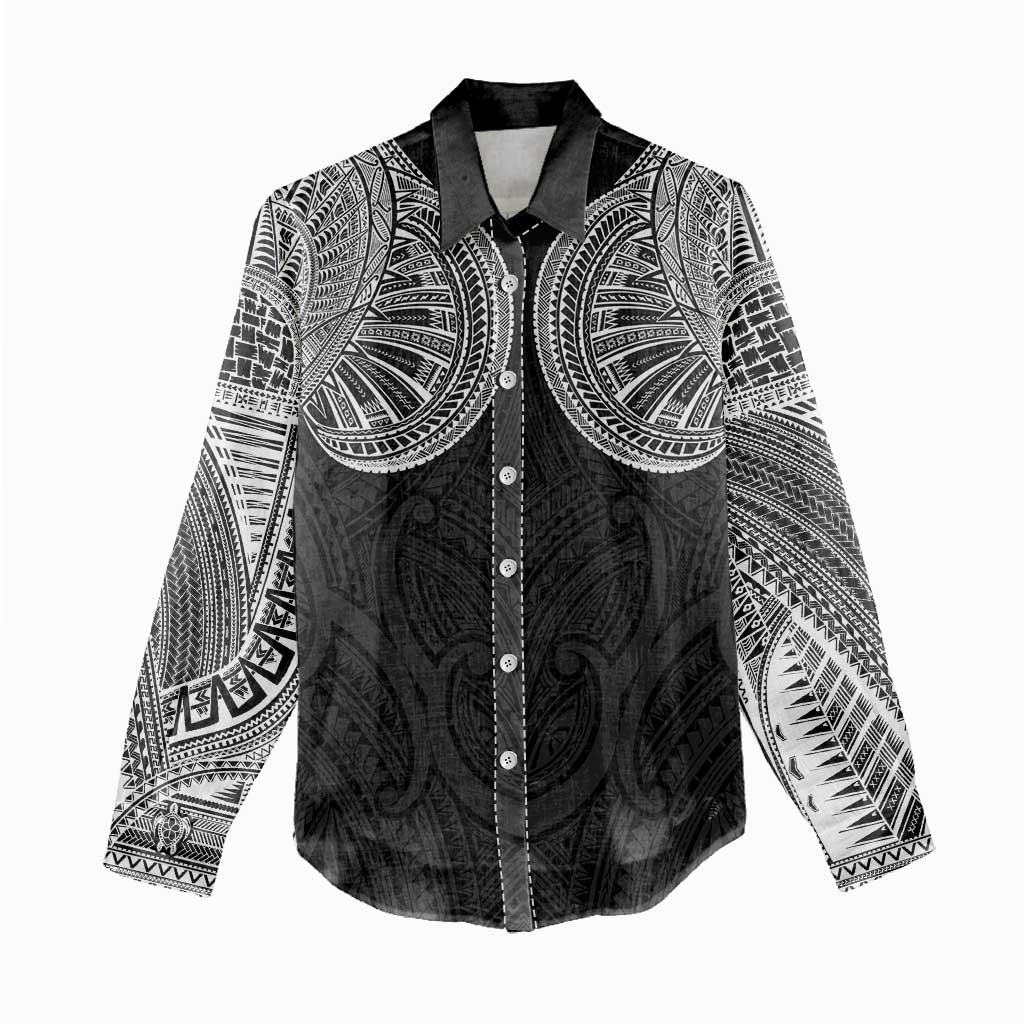 Samoan Traditional Art Tattoos Women Casual Shirt Tatau Roman Reigns Black Color LT03 - Polynesian Pride
