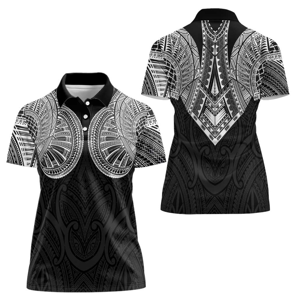 Samoan Traditional Art Tattoos Women Polo Shirt Tatau Roman Reigns Black Color LT03 - Polynesian Pride