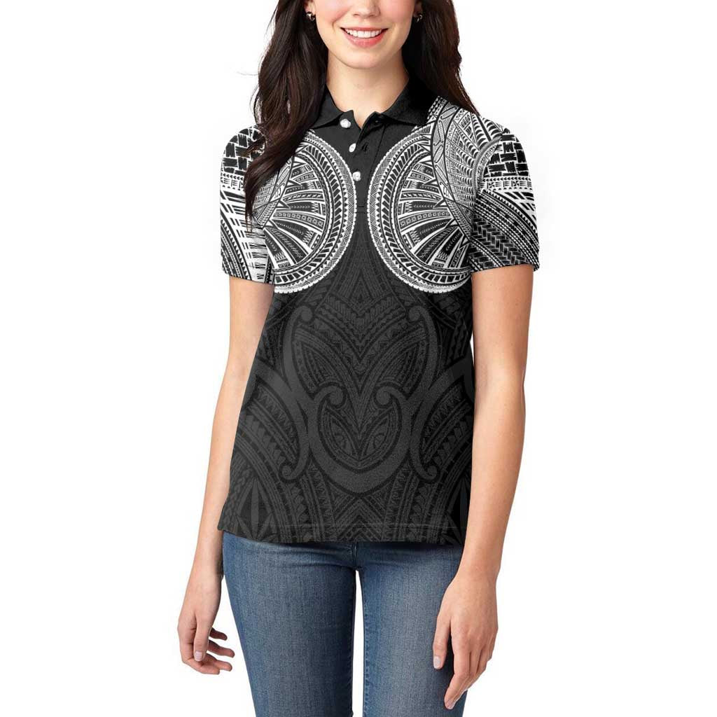 Samoan Traditional Art Tattoos Women Polo Shirt Tatau Roman Reigns Black Color LT03 - Polynesian Pride