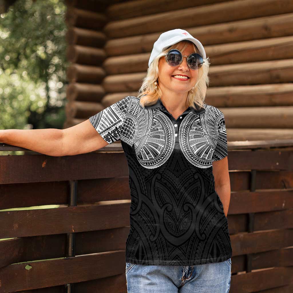 Samoan Traditional Art Tattoos Women Polo Shirt Tatau Roman Reigns Black Color LT03 - Polynesian Pride