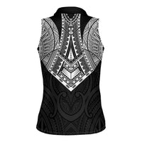 Samoan Traditional Art Tattoos Women Sleeveless Polo Shirt Tatau Roman Reigns Black Color LT03 - Polynesian Pride