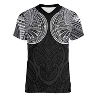 Samoan Traditional Art Tattoos Women V-Neck T-Shirt Tatau Roman Reigns Black Color LT03 Female Black - Polynesian Pride