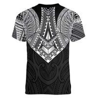 Samoan Traditional Art Tattoos Women V-Neck T-Shirt Tatau Roman Reigns Black Color LT03 - Polynesian Pride