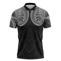 Samoan Traditional Art Tattoos Zipper Polo Shirt Tatau Roman Reigns Black Color LT03 Black - Polynesian Pride