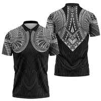 Samoan Traditional Art Tattoos Zipper Polo Shirt Tatau Roman Reigns Black Color LT03 - Polynesian Pride