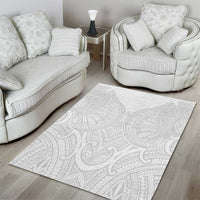 Samoan Traditional Art Tattoos Area Rug Tatau Roman Reigns White Color LT03 - Polynesian Pride