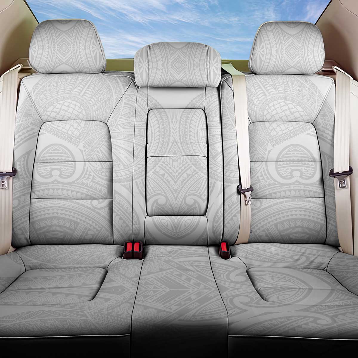 Samoan Traditional Art Tattoos Back Car Seat Cover Tatau Roman Reigns White Color - Polynesian Pride