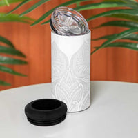 Samoan Traditional Art Tattoos 4 in 1 Can Cooler Tumbler Tatau Roman Reigns White Color LT03 - Polynesian Pride