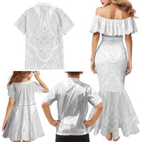 Samoan Traditional Art Tattoos Family Matching Mermaid Dress and Hawaiian Shirt Tatau Roman Reigns White Color LT03 - Polynesian Pride