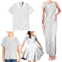 Samoan Traditional Art Tattoos Family Matching Tank Maxi Dress and Hawaiian Shirt Tatau Roman Reigns White Color LT03 - Polynesian Pride