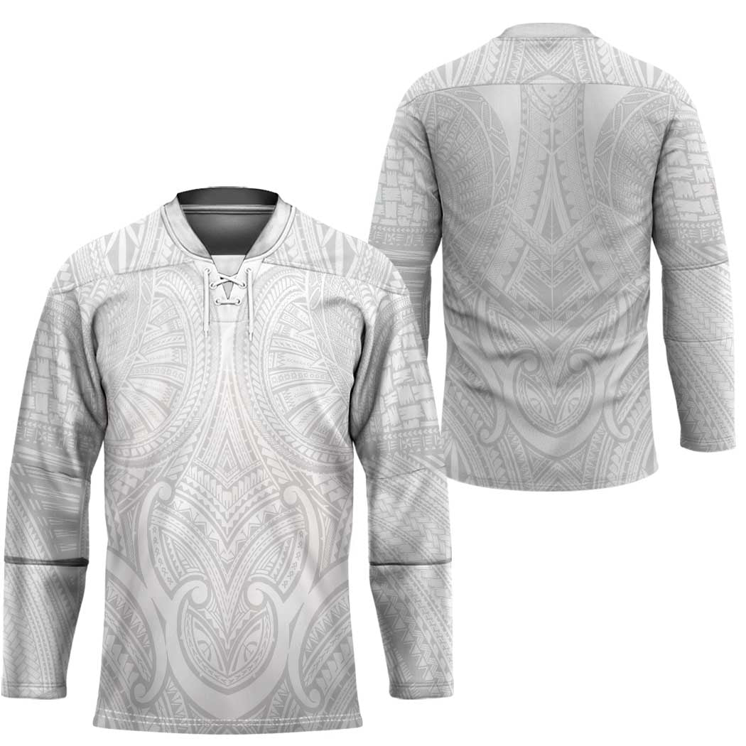 Samoan Traditional Art Tattoos Hockey Jersey Tatau Roman Reigns White Color - Polynesian Pride