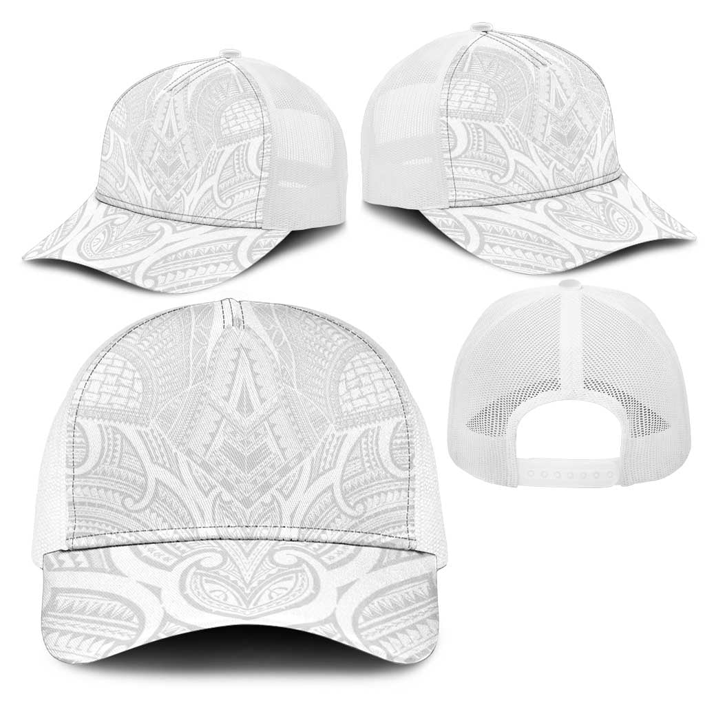 Samoan Traditional Art Tattoos Mesh Trucker Cap Tatau Roman Reigns White Color - Polynesian Pride