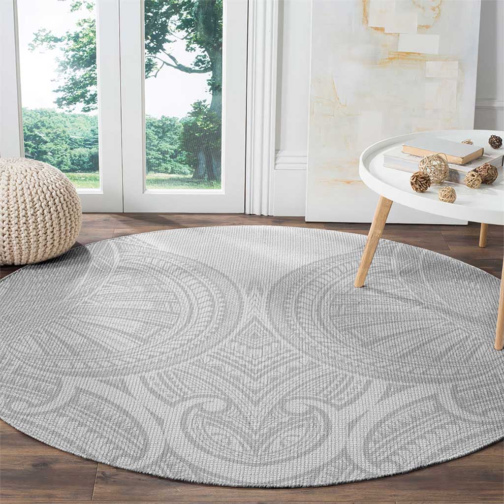 Samoan Traditional Art Tattoos Round Carpet Tatau Roman Reigns White Color - Polynesian Pride