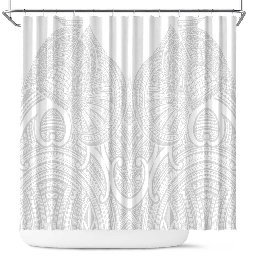 Samoan Traditional Art Tattoos Shower Curtain Tatau Roman Reigns White Color - Polynesian Pride